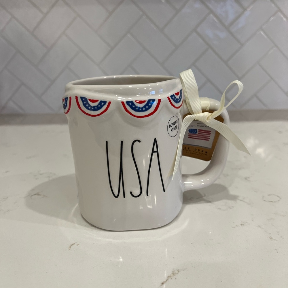 Rae Dunn USA Mug with Patriotic Red, White & Blue Design